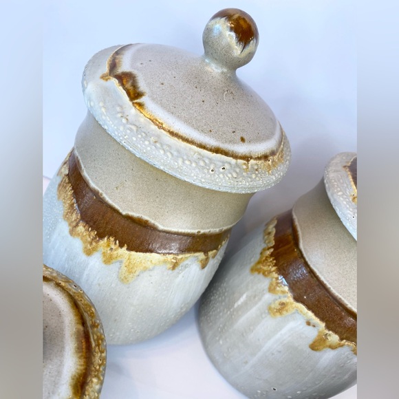 VTG 1970s Pottery Canister Set Tundra Lava Glaze Laurentian Quebec MCM Handmade - Picture 9 of 12